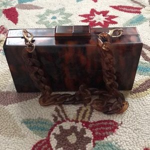 Tortoise Shell Clutch with Removable Strap